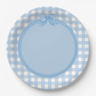 Blue Gingham and Bow Party Bord
