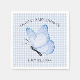 Blue Gingham Baby Boy Butterfly Baby shower Servet