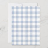 Blue Gingham Baby Boy First Birthday Uitnodiging (Achterkant)