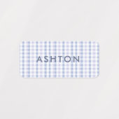 Blue Gingham Baby Boy Naam Iron op Labels (Design 2)
