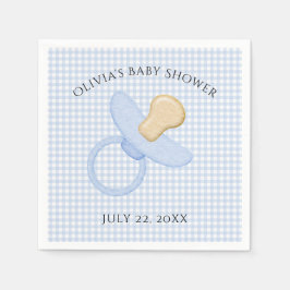 Blue Gingham Baby Boy Pacifier Baby shower Napkins Servet