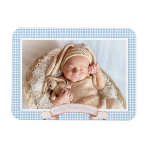 Blue Gingham Baby Foto Magneet