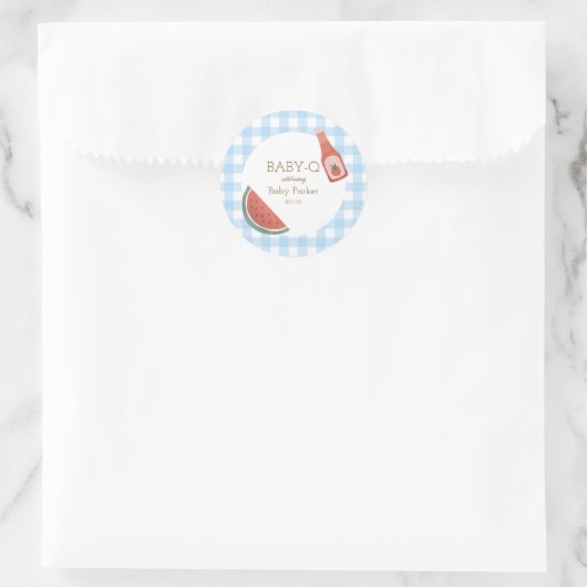 Blue Gingham Baby-Q Sticker (Sac)
