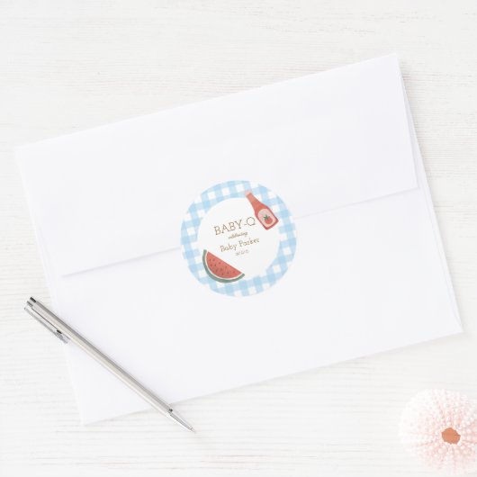 Blue Gingham Baby-Q Sticker (Enveloppe)