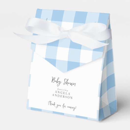 Blue Gingham Baby shower Bedankt Bedankdoosjes (Voorkant Zijde)