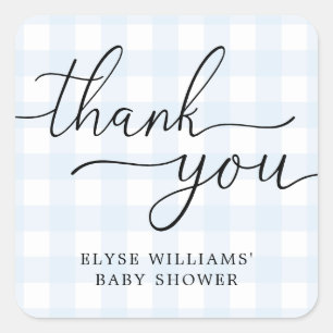 Blue Gingham Baby shower Bedankt voor je Sticker