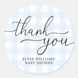 Blue Gingham Baby shower Bedankt voor je Sticker