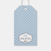 Blue Gingham Baby shower Gast Favor Bedankt Cadeaulabel (Achterkant)