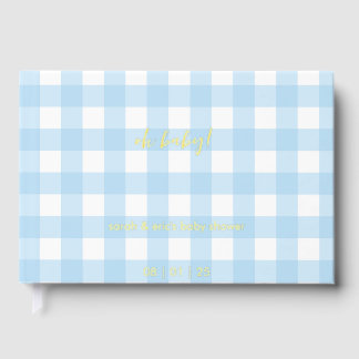 Blue Gingham Baby Shower Guest Book Gastenboek