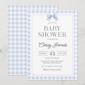 Blue Gingham Baby Shower Invitation (Devant / Derrière)