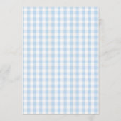 Blue Gingham Baby Shower Kaart (Achterkant)