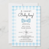 Blue Gingham Baby shower Kaart (Voorkant)