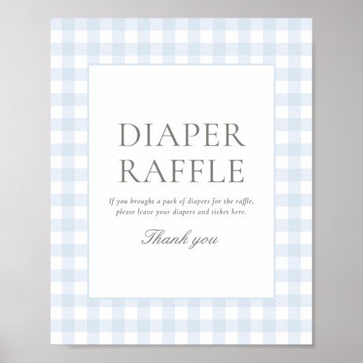 Blue Gingham Baby shower luier Raffle teken Poster (Voorkant)