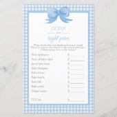 Blue Gingham Baby shower raadt het prijsspel (Voorkant)