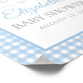 Blue Gingham Baby shower Welcome Poster (Hoek)