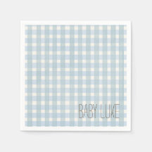 Blue Gingham Baby showers servet