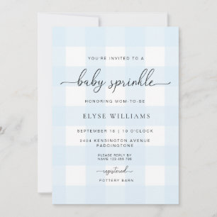 Blue Gingham Baby Sprinkle Kaart