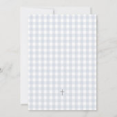 Blue Gingham Baptism Christening Cross Uitnodiging (Achterkant)