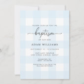 Blue Gingham Baptism Invitation Kaart (Voorkant)