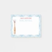 Blue Gingham Baseball Kinder aangepaste lunchbox Post-it® Notes (Voorkant)