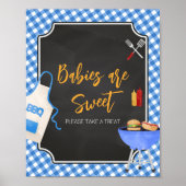 Blue Gingham BBQ Baby shower Baby's zijn zoet Poster (Voorkant)