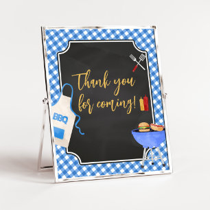 Blue Gingham BBQ Baby shower Bedankt voor uw komst Poster