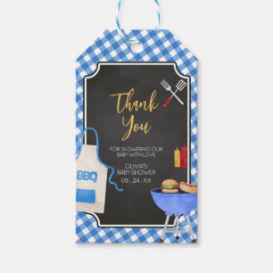 Blue Gingham BBQ Baby shower Favor Tags Cadeaulabel