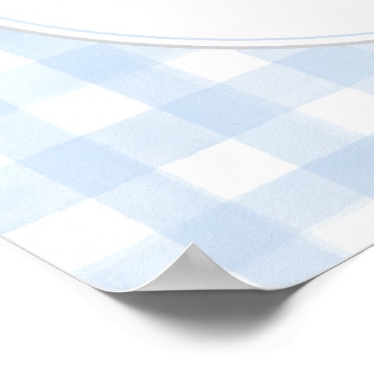 Blue Gingham Bear Customized sign Poster (Hoek)