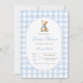 Blue Gingham Beer Baby shower Boy Kaart (Voorkant)
