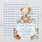 Blue Gingham Beer Pumpkin Shoes Baby shower Kaart (Voorkant / Achterkant)