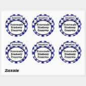 Blue Gingham Blueberry Jelly Jam Jar/Lid Label (Vel)
