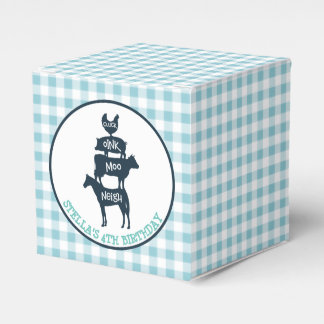 Blue Gingham Boerderij thema Dier Verjaardag Bedankdoosjes