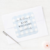 Blue Gingham Bookplate Sticker (Envelop)