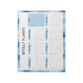 Blue Gingham Border, Undated Weekly Planner Notitieblok (Gedraaid)