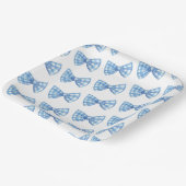 Blue Gingham Bow Stropdas Pattern Baby shower Picn Papieren Bordje (Gebogen)