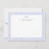 Blue Gingham Boy Gepersonaliseerde Nursery Note Ka Aankondiging (Voorkant)