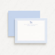 Blue Gingham Boy Gepersonaliseerde Nursery Note Ka