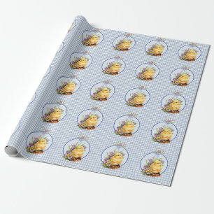 Blue Gingham Boy Verjaardag Cadeaupapier