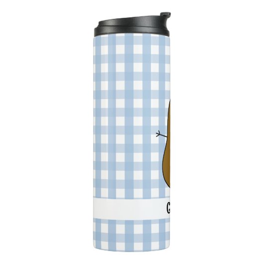 Blue Gingham Brown Aardappel Custom Thermische Tum Thermosbeker (Gedraaid links)