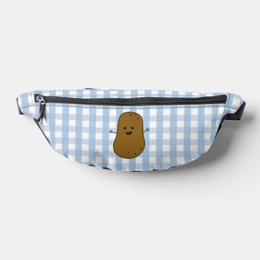Blue Gingham Brown Potato Heuptasje (Liggend)