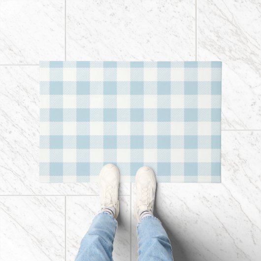 Blue Gingham Buffalo Check Coastal Deurmat (Binnen)