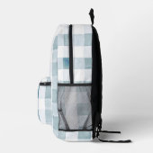 Blue Gingham/Buffalo Plaid Waterverf Monogram Bedrukte Rugzak (Rechts)