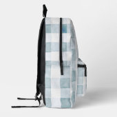 Blue Gingham/Buffalo Plaid Waterverf Monogram Bedrukte Rugzak (Links)