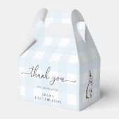 Blue Gingham Bunny Birthday Dank je wel voor de do Bedankdoosjes (Achterkant)