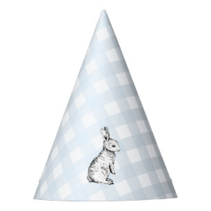 Blue Gingham Bunny Rabbit Feesthoedjes