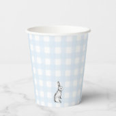 Blue Gingham Bunny Rabbit Paper cup Papieren Bekers (Achterkant)