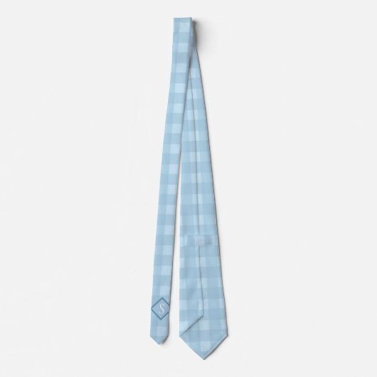 Blue Gingham Casual Monogram Necktie Stropdas (Achterkant)