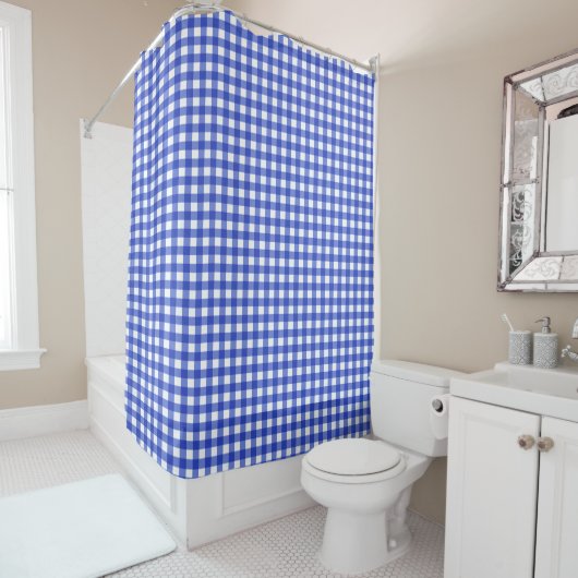 Blue Gingham Check Douchegordijn (In situ)