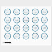 Blue Gingham Check Fun Casual aangepaste bruiloft  Ronde Sticker (Vel)
