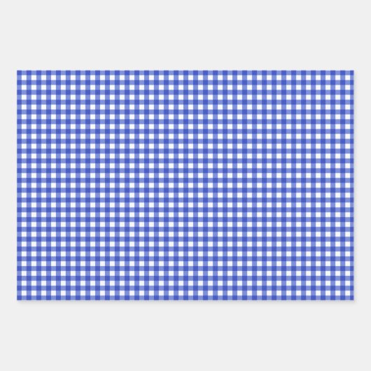 Blue Gingham Check Inpakpapier Vel (Voorkant)